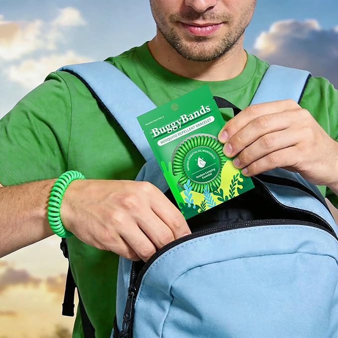 BuggyBands Mosquito Bracelets, 50 Pack Individually Wrapped, DEET Free, Natural and Waterproof Band for Adults & Kids