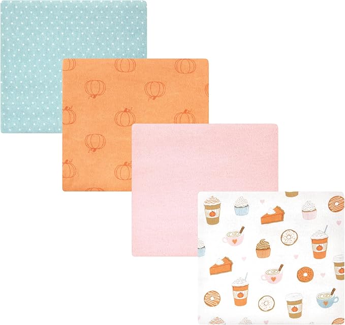 Hudson Baby Unisex Baby Cotton Flannel Receiving Blankets, Pumpkin Spice, One Size