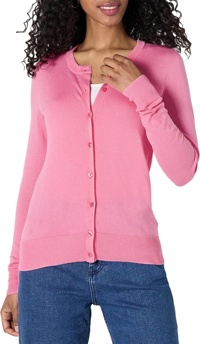 Amazon Essentials Women's Lightweight Crewneck Cardigan Sweater (Available in Plus Size)