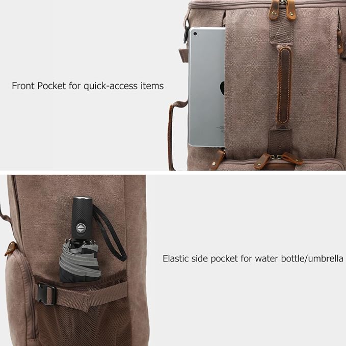G-FAVOR 40L Travel Backpack, Vintage Canvas Rucksack Convertible Duffel Bag Carry On Backpack Fit for 17.3 Inch Laptop Bag