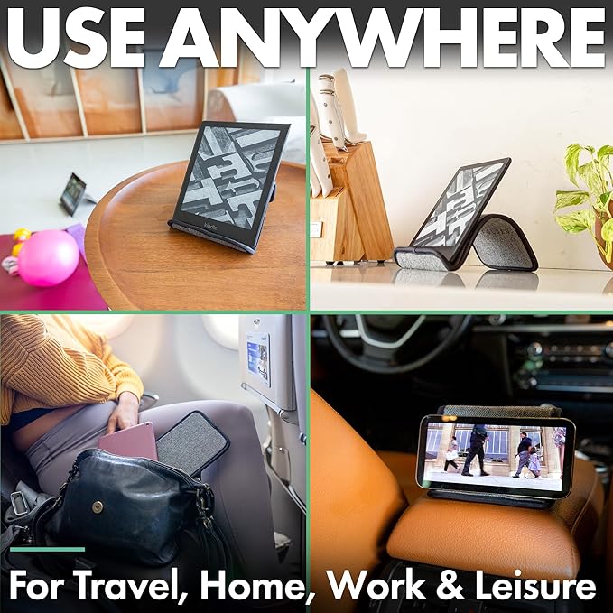 Flight Flap Airplane Phone Holder, Flexible Cell Phone Holder, Folding Cellphone Stand for Desk, Bed, Office, Treadmill - Airplane Gadgets for Long Travel Accessories - Plane Essentials (Tweed)