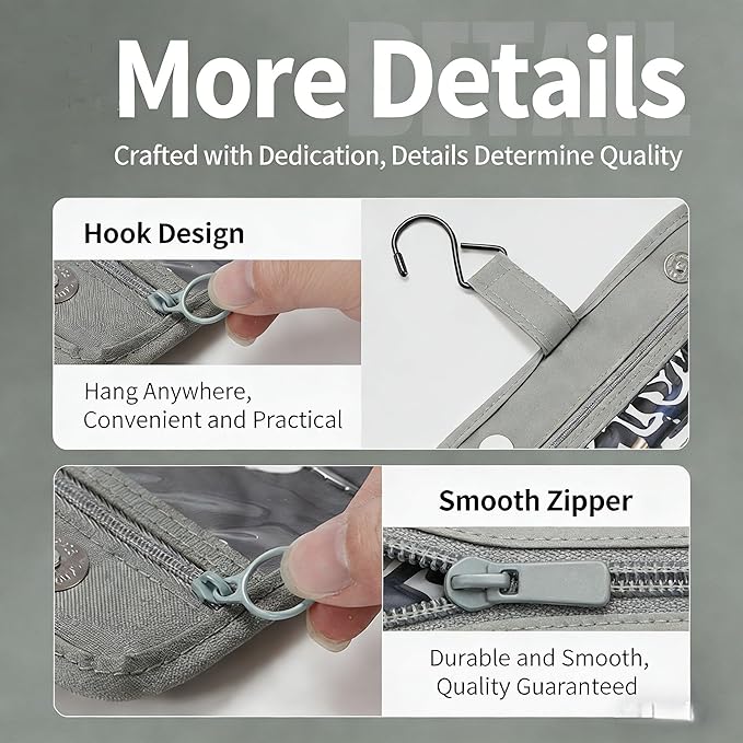 Small Hanging Toiletry Travel Kit, Portable Hanging Organizer Toiletry Bag, Sage gray-green Bathroom Bag For Traveling,Foldable Cosmetic Bag,Makeup Accessories