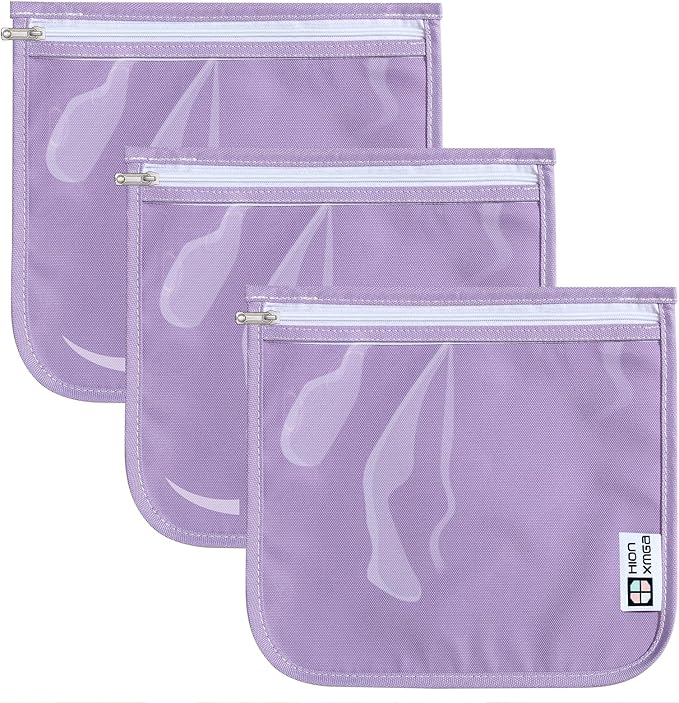 HIONXMGA TSA Approved Toiletry Bag, Set of 3 Clear Travel Toiletry Bag Quart Size Zipper Travel Pouch, Waterproof Makeup Cosmetic Bag for Women Men Kids Toiletries Carry on, Purple Large