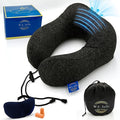 W.S. Sells Travel Neck Pillows for Airplanes - Pure Memory Foam with Ergonomic Design & Breathable Fabric - Travel Pillows for Airplanes & Cars - Set of Travel Essentials with Sleep Mask & Ear Plugs