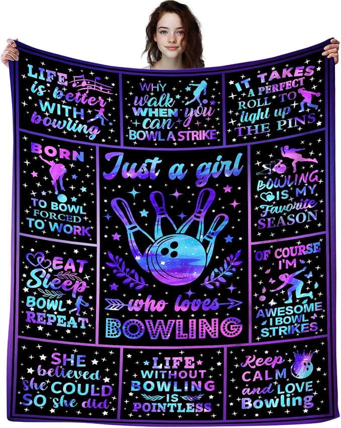 Bowling Gifts for Women Lovers, Soft Cozy Flannel Sports Throw Blanket, Unique Gift Ideas for Bowling Instructor Coach 50"x40"