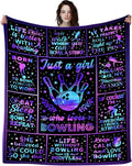 Bowling Gifts for Women Lovers, Soft Cozy Flannel Sports Throw Blanket, Unique Gift Ideas for Bowling Instructor Coach 50"x40"