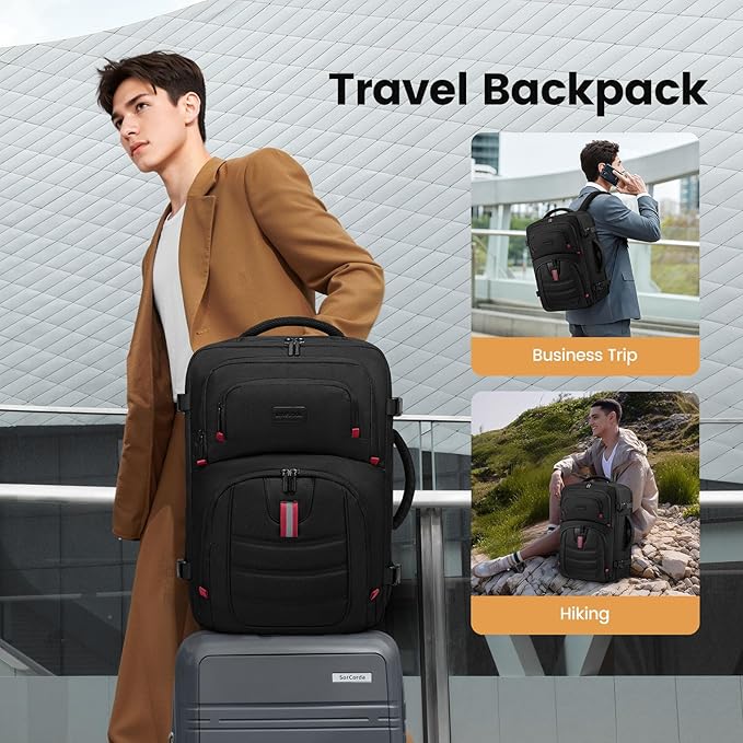 LOVEVOOK 40L Travel Backpack for Men, Airline Approved Carry On Bag with 3 Packing Cubes, TSA Overnight Bags, Waterproof Personal Item Bag, Weekender Essentials Backpacks fits 17.3" Laptop