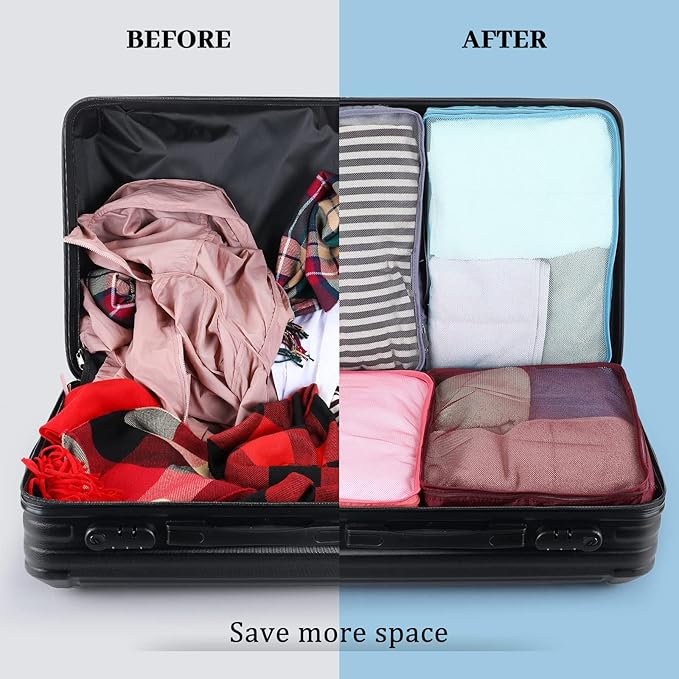 Woanger 24 Pcs Large Packing Cubes for Suitcases Travel Accessories High Capacity Luggage Packing Organizers with Zipper Reusable Mesh Bag for Clothes Storage(Multicolor)