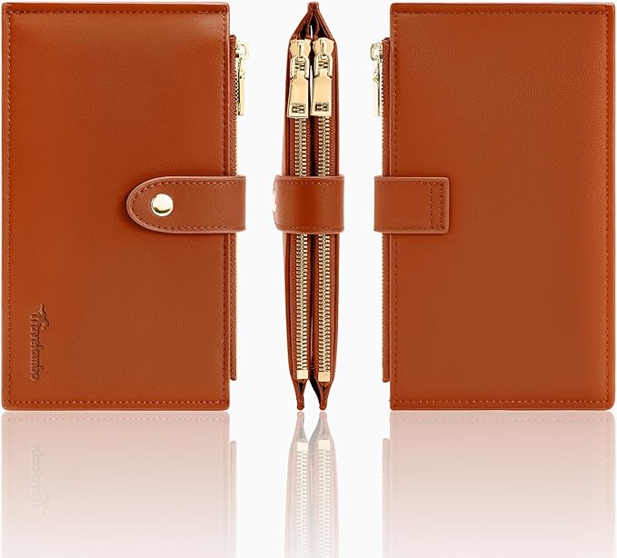 Travelambo Leather Wallets for Women Slim RFID Blocking Bifold Credit Card Holder Wallet