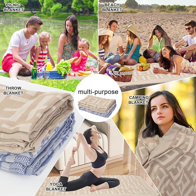 Woven Blankets for Home and Outdoor Use,Soft Cozy Lightweight Blanket for Couch Bed Chairs Camping Airplane Travel Essentials Suitable for All Seasons