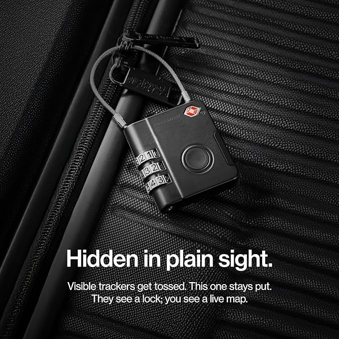 KeySmart SmartLock Tracking Luggage Locks, TSA Locks for Luggage, GPS Tracker, Combination Lock Compatible with Apple Find My App, Best Travel Essentials, Replaceable Non-Rechargeable Battery (3 Pack)