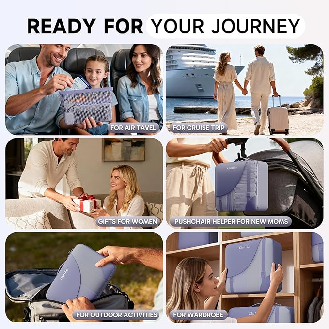 11 Set Packing Cubes for Travel,Gifts for Women Mom Kids, TSA Approved Bags for Makeup, Cosmetic, Toiletry, Suitcase Organizers for Checked Luggage, Cruise Essentials,Airplane Accessories, Purple-Gray