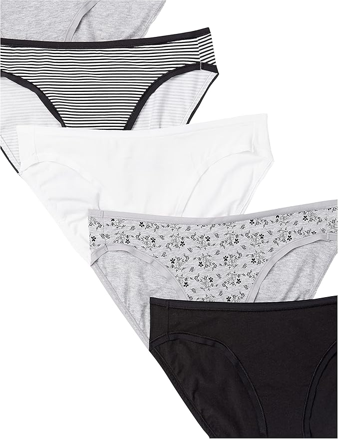 Amazon Essentials Women's Breathable Cotton Bikini Brief Underwear with Full Coverage, Multipacks