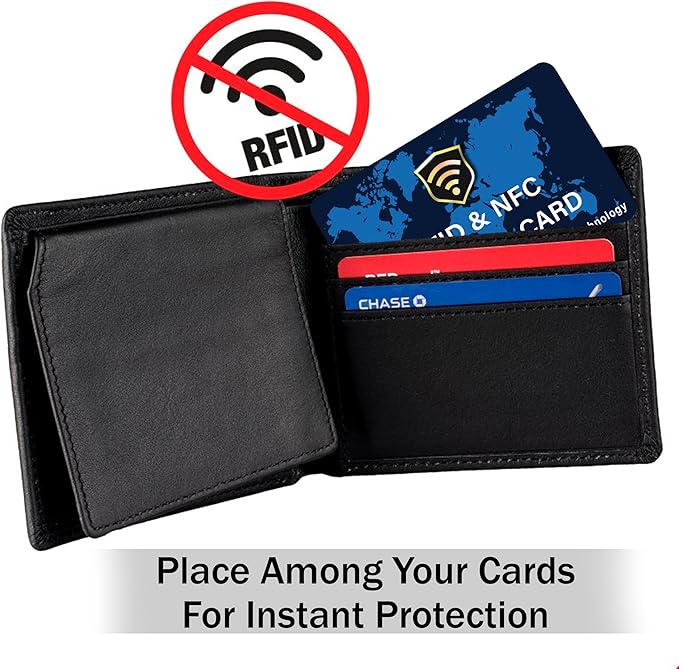 SaiTech IT 5 Pack RFID Blocking Card, One Card Protects Entire Wallet Purse, NFC Contactless Bank Debit Credit Cards Protector ID ATM Guard Card Blocker - WM Blue
