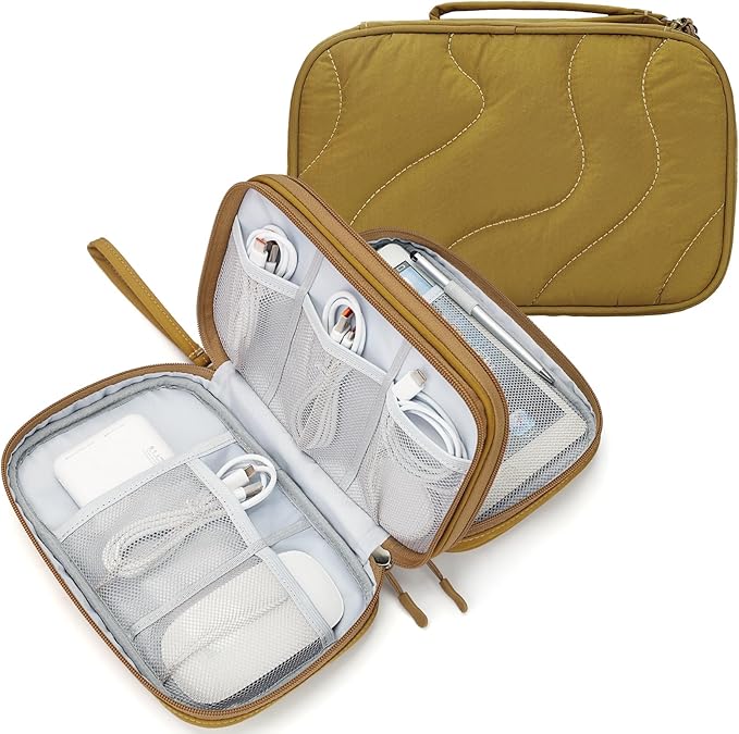 Skycase Tech Pouch - Lightweight Electronics Organizer Travel Case, Double Layers Travel Cable Organizer, All-in-One Storage Bag for Charger, Cord, Phone, Flash Drive, Accessories