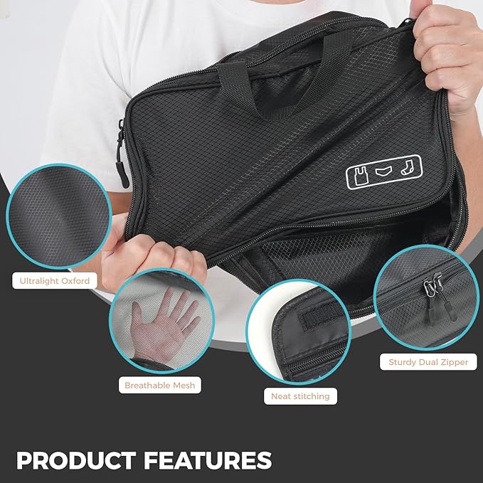 8-Piece Compression Packing Cubes for Travel, Ultralight Sleek Luggage Organizer Set for Business Trips & Frequent Travelers, Space Saving for Carry-On & Suitcase - Black