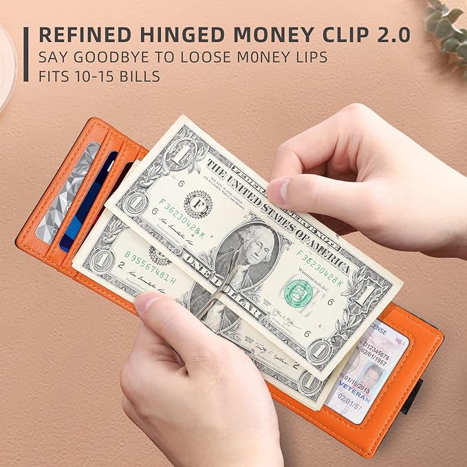 Zitahli Wallet for Men-6 Slots ID Window-Mens Wallets-Slim Wallet Classic Spring Money Clip RFID Blocking-Gift for Men