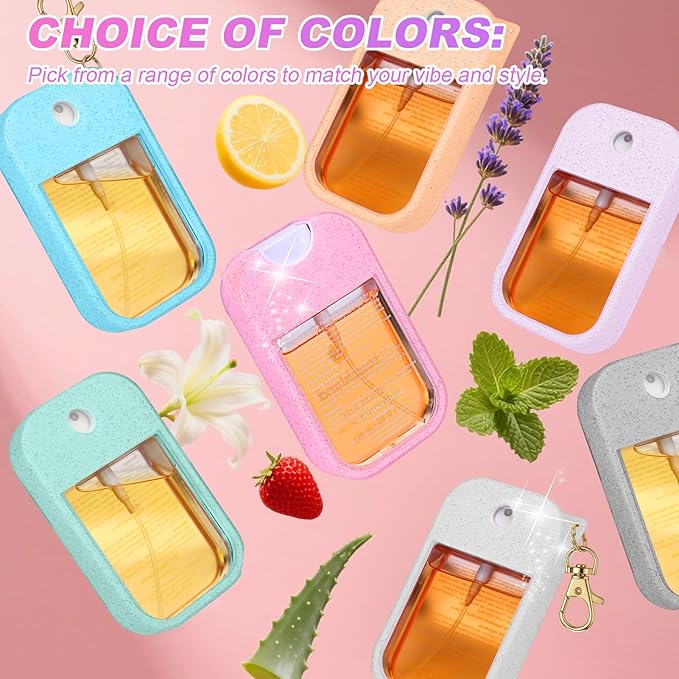 AIERSA 3Pcs Hand Sanitizer Spray Case Compatible with Touchland,Rabbit Ears Design Silicone Hand Sanitizer Case Holder with Keychain for Touch Land Mist Case 1FL. OZ（Green+Pink+Blue