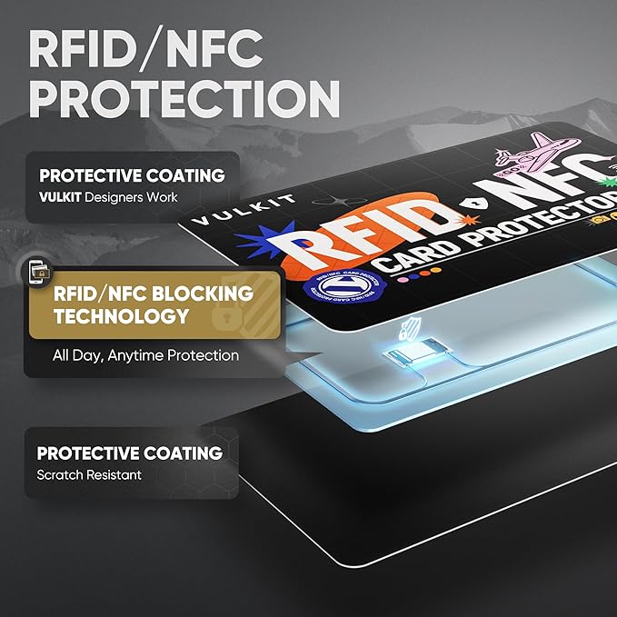 VULKIT 5 Pack RFID Blocking Cards, RFID/NFC Protectors NFC Contactless Protection Wallet Shield Travel Essentials