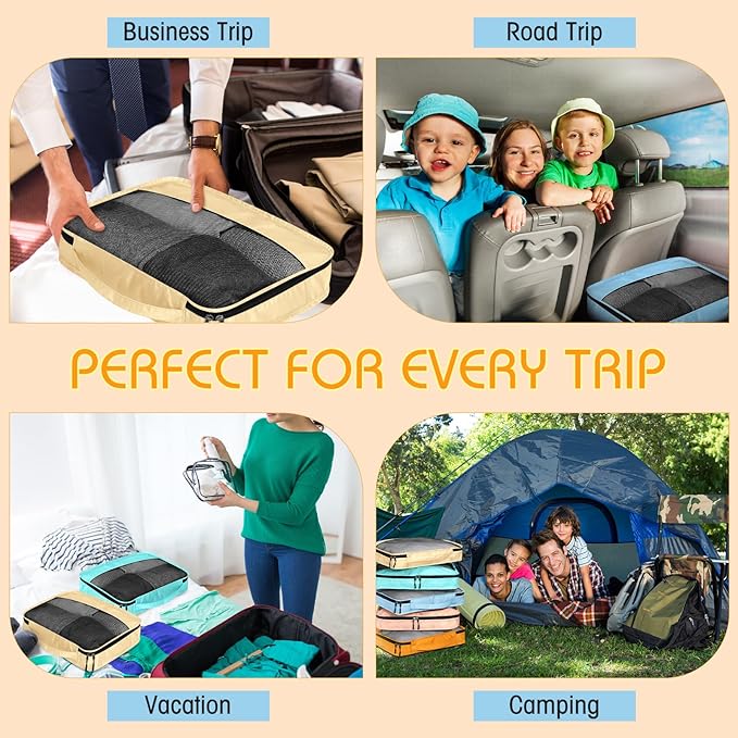5 Pcs Packing Cubes for Suitcase Large Travel Cubes Carry on Luggage Organizer Bags for Clothes Accessories(M,Pastel)