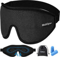 Sleep Eye Mask for Men Women,Zero Pressure 3D Blackout Eye Mask for Sleeping,Eye Covers with Adjustable Strap,Soft Breathable Travel Sleep Mask for Airplane,Includes Ear Plugs(Black)