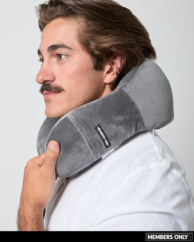 Members Only Grey Travel Neck Pillow - Plane Neck Pillow for Sleeping on Long Flights and Car Rides - Travel Accessories