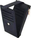 Chelmon Womens Wallet Slim RFID Blocking Bifold Multi Card Case Wallet with Zipper Pocket (Black Smooth)