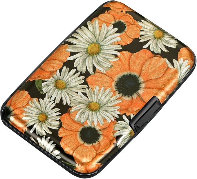 ELFISH Mini RFID Aluminum Wallet Credit Cards Holder Business Card Case Metal ID Case for Men Women(Chamomile)