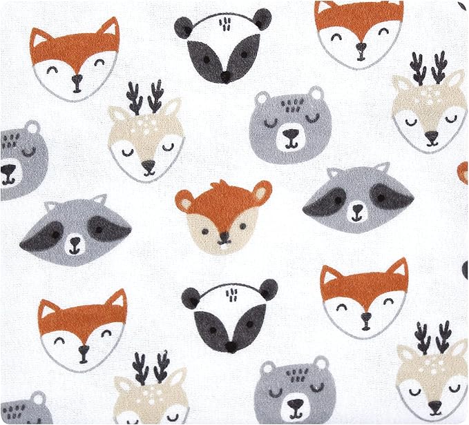 Hudson Baby Unisex Baby Cotton Flannel Receiving Blankets Bundle, Woodland Faces, One Size