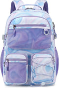 Lohol Multi-Pocket Backpack for School College Travel, Heavy Duty Big Bookbag with 15.6 inch Laptop Compartment (Purple Galaxy