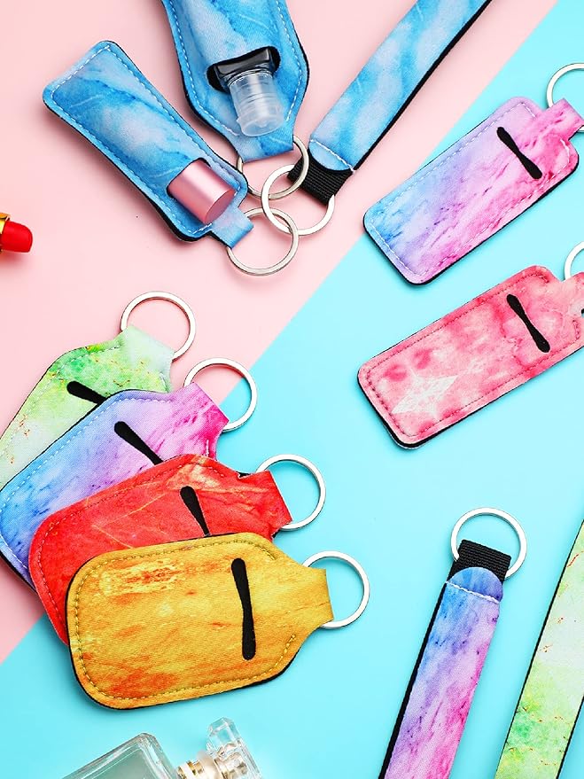 Geiserailie 40 Pcs Hand Sanitizer Keychain Holder Set Travel Bottle Holder Lipstick Case Wristlet Keychain for Women(Boho)