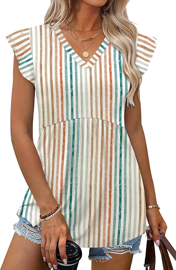 WIHOLL Womens Summer Tops 2026 Babydoll Shirts Ruffle Sleeve Spring Outfits Dressy Casual Blouses