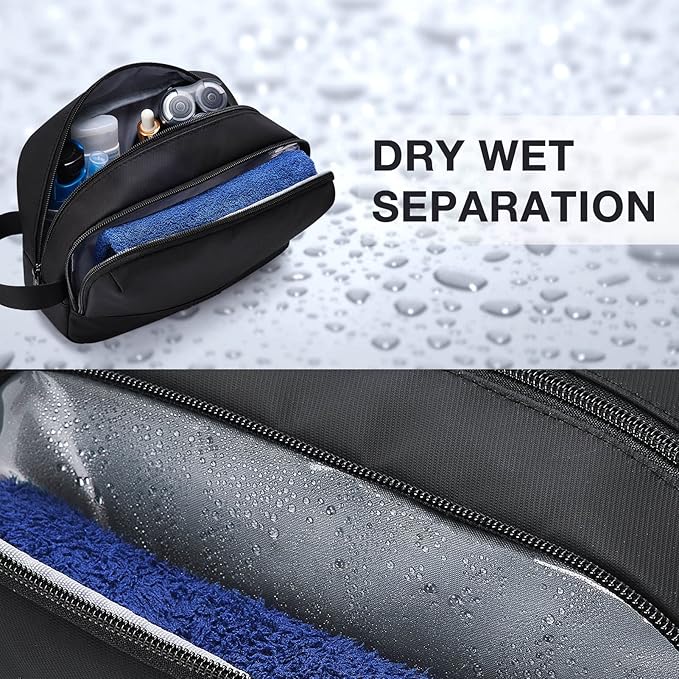 BAGSMART Large Toiletry Bag for Men, Valentines' Day Gifts Travel Organizer Hanging Dopp Kit Water Resistant Shaving Bag for Bathroom Shower, Toiletries Accessories,Travel Essentials, Black-Large