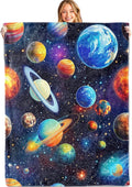 Outer Space Throw Blanket,60x80in,Soft,Lightweight Flannel,Planet Galaxy Star Blankets - Gifts for Kids Girls Boys,Astronomy Lovers,for Couch Office Travel,Home Living Room Cosmic Decor
