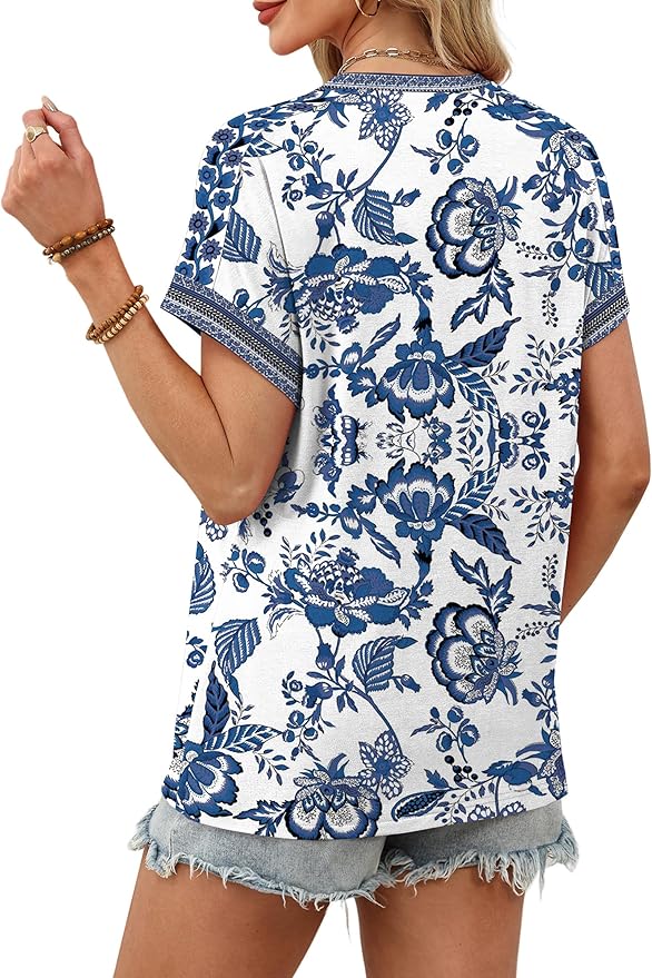WIHOLL Womens Tops Short Sleeve Shirts Summer Outfits 2026 Spring Dressy Casual Clothes Clothing