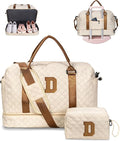 Travel Essential for Girls, Kids Duffle Bag with Shoe Compartment, Personalized Girl Weekender Bag, Gifts for Teenage Girls-Overnight Bag for Women, Travel Bag with Makeup Bag (Letter D)