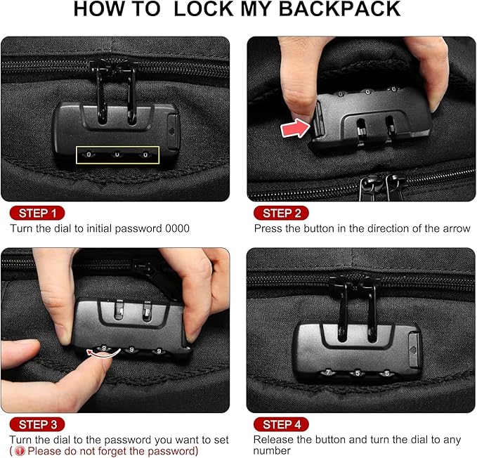 LOVEVOOK 17 Inch Laptop Backpack for Men Women, Waterproof Anti-Theft Travel Backpack with USB Charging Port & Lock Black