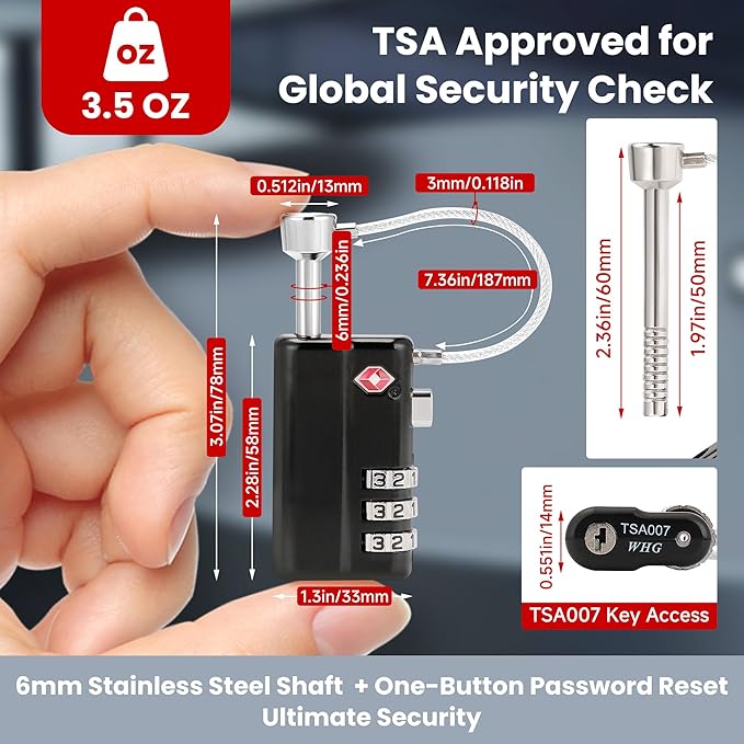 Professional Gun Case Lock TSA Approved – Heavy-Duty, Cut-Resistant & Child-Safe Security Padlock for Firearms, Pistols, Rifle Cases, and Travel Luggage