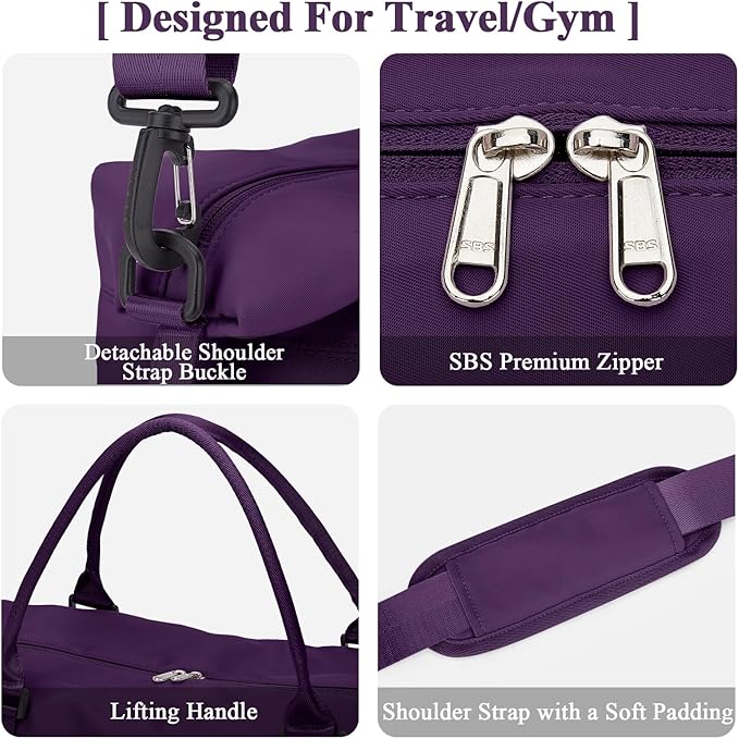Travel Duffel Bag with Shoes Compartment, Carry on Overnight Weekender Bags for Women, For Spirit Airlines 18x14x8 Personal Item Bag