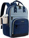 LOVEVOOK Laptop Backpack for Women with Giant Tumbler Holder Pocket,17.3 inch School College Bookbag Nurse Teacher Backpack,Work Travel Backpack Purse Laptop Computer Bag,Indigo blue-Mint green-Indigo