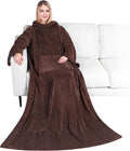 PAVILIA Blanket with Sleeves for Adult Women Men, Soft Warm Wearable Blanket Fleece Wrap Throw, Robe Blanket Gift