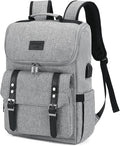 YALUNDISI Vintage Backpack Travel Laptop Backpack with usb Charging Port for Women & Men College Backpack Fits 15.6 Inch Laptop Grey Brown