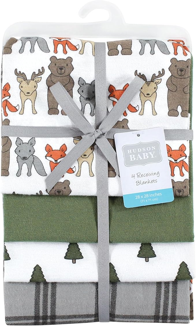 Hudson Baby Unisex Baby Cotton Flannel Receiving Blankets, Wild Forest, One Size