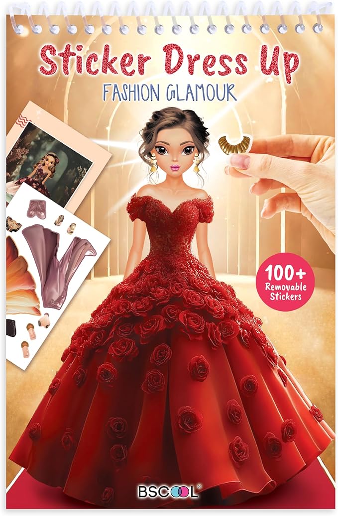 BSCOOL Sticker Dress up Books - Sticker Activity Book for Kids. Learn Girls Fashion Design with Stickers and Guides for Kids 5 and up. Little Designer Creativity Book. Stickers, Paper Dolls. - Glamour