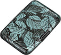 ELFISH Mini RFID Aluminum Wallet Credit Cards Holder Business Card Case Metal ID Case for Men Women(Gray Leaves)