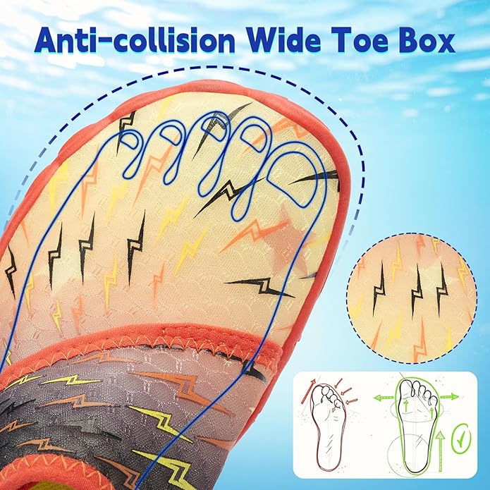 Kids Water Shoes Boys Girls - Wide Toe Box Quick Dry Barefoot Shoes Breathable Non Slip Aqua Athletic Sneakers for Swim Beach Pool Kayak Hiking Sand Walking Travel Essentials (Little Kid/Big Kid)