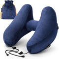 Inflatable Travel Pillow, H-Shape Inflatable Neck Pillow for Traveling on Plane, Washable Cover Travel Pillow Airplane Pillow for Neck Support, Blow up Neck Pillows for Air Travel