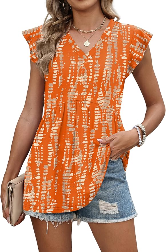 WIHOLL Womens Summer Tops 2026 Babydoll Shirts Ruffle Sleeve Spring Outfits Dressy Casual Blouses