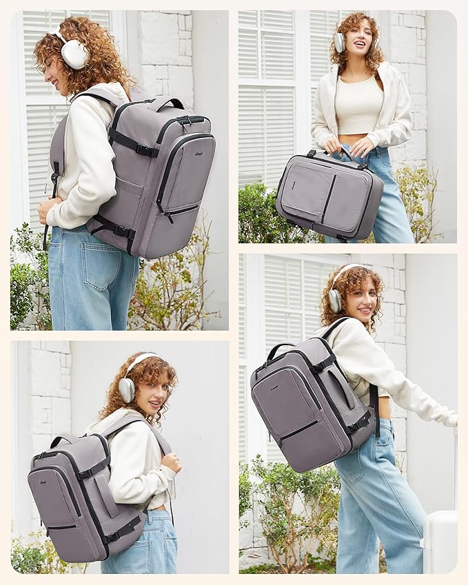 LOVEVOOK Travel Backpack for Women & Men, 60L Large Carry On Backpack Airline Approved, TSA Personal Item Weekender Bag, Laptop Backpacks with 3 Packing Cubes for Travel Essentials, Waist Belt