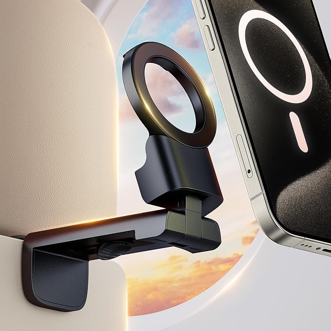 WixGear Universal Airplane in Flight Phone Mount, for MagSafe Phones, Handsfree Phone Holder for Desk with Multi-Directional Dual 360 Degree Rotation Flying Essential (Compatible MagSafe iPhones)